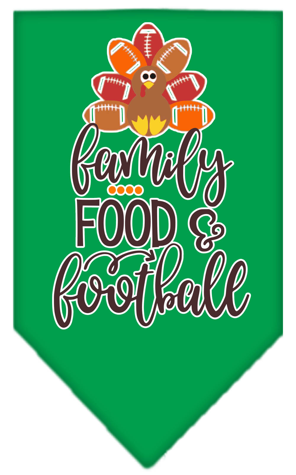 Family, Food, and Football Screen Print Bandana Emerald Green Small
